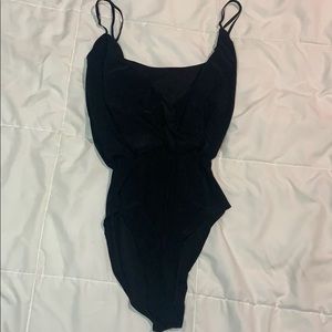 Black low cut bodysuit
